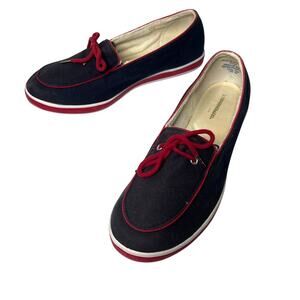 Grasshoppers Westwind Slip On Loafers Retro Navy Blue Red Canvas Size 9.5W